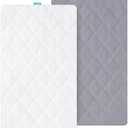 Bassinet Mattress Pad Cover Waterproof, Fits 20” x 33” BCOL 3 in 1, wayfong, venowu, Cowiewie, Semphis, Earth&ME, Uuoeebb and INFANS Baby Bassinet, 2 Pack, Ultra Soft Breathable, White and Grey