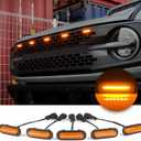 5 Pcs Front LED Grill Lights Compatible with Ford Bronco Accessories 2021 2022 2023 2024 2025 2/4 Door Badlands Wildtrak Everglades & Stroppe Edition (Amber Light with Amber Shell)
