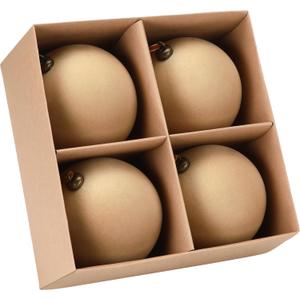 Sea Team 4-Pack Large Flocked Velvet Christmas Tree Ball Ornaments Set, Hanging Velour Baubles, Shatterproof Plastic Decorations for Xmas Tree, Wreath, Garland, 150mm/5.91 Inches, Beige