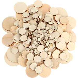 Blulu 450 Pcs Unfinished Wood Slices Round Wooden Disc Circles Wooden Circles for Crafts Cutouts Ornaments for DIY Craft and Decoration, 5 Sizes