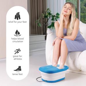 Foot Spa Bath Massager with Heat Bubbles and Vibration Massage and Jets, 16 OZ Calming Lavender Foot Soak Epsom Salt, Miwhale Foot Soaker with Red Light, 22 Massage Rollers, Adjustable Temp  Grey
