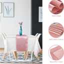 12 Pack Disposable Plastic Tablecloths and Satin Table Runner Set White and Rose Gold Dot Tablecloth Rose Gold Satin Table Runner for Wedding Birthday Baby Shower Anniversary Christmas New Year Party