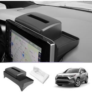LUWU 2024 RAV 4 Dashboard Storage Tray Compatible with 2019-2022 2023 2024 2025 Toyota RAV 4 Accessories Center Console Display Box Hidden Tray Silicone Organizer Tray w/Tissue Box Behind Screen