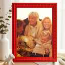 Geelin 8 x 10 Wooden Beaded Picture Frame Display Picture 8 x 10 Boho Farmhouse Photo Frame Birthday Wedding Anniversaries Gift for Vintage Rustic Wall Tabletop Display Decor, Red