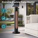 Sundate 1500W Electric Patio Heater for Outdoor Use, Infrared Heater with 8 Heat Levels, 60° Oscillation, Remote Control, 8-Hour Timer, Tip-Over & Overheat Protection, Black