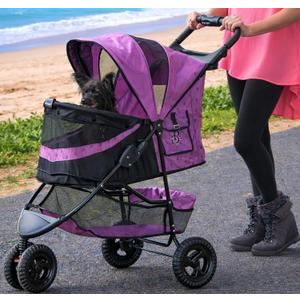 Pet Gear No-Zip Special Edition 3 Wheel Pet Stroller for Cats/Dogs, Zipperless Entry, Easy One-Hand Fold, Removable Liner, Cup Holder, Iris