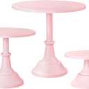 HBlife 3-PCS Pink Cake Stand Set (8"/10"/12" Plate) for 6-10 Inch Cakes, Perfect Dessert Table Display Set, Cupcake&Cake Stands for Party, Wedding, Birthday, Baby Shower, Anniversary (Metal)