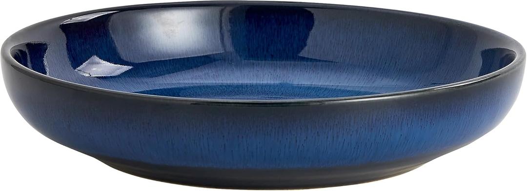 Transmutation Glaze Serving Pasta Bowl,10 inch Ceramic Wide Salad Bowls,50 Ounce Large Big Fruit Bowl for Kitchen, Microwave Oven Dishwasher Safe (Blue)