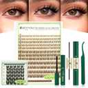 KEYYOU Spider Brown Lash Clusters Kit - Natural Wispy C Curl Manga 8-16mm Lash Extension Kit Includes Bonus Bunny Black Lashes with Bond and Seal, Remover & Applicator for DIY At Home (CoCoa04)