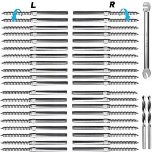 Steel DN Mate 60 Pack 3/16" Swage Lag Screws, T316 Stainless Steel Left & Right Handed Thread, 3/16" Cable Railing Kit for Wood Post, Deck Railing/Stair Railing, DIY Baluster Cable Railing Hardware