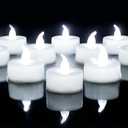 LANKER Flameless Candles with 6H Timer, Steady Cool White LED Tea Lights, Romantic Long Lasting Battery Operated Fake Candles for Party, Halloween and Christmas, Set of 24 (Cool White)