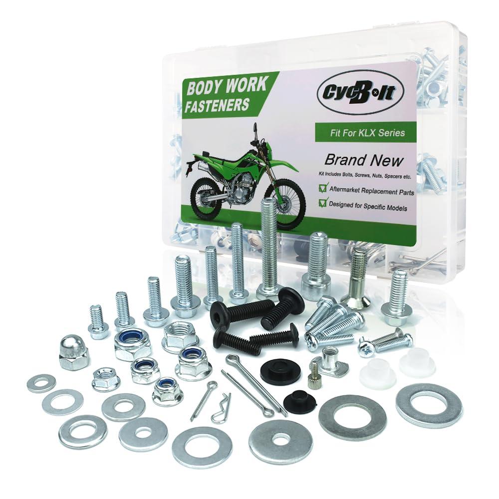 330PCS Body Work Bolt Kit Fit for KLX250 KLX300 KLX650 KLX250S KMX 125 KMX 200 KLX150 KLX230 KLX300R KLX400R KLX450R KLX110 KLX125 KLX140RL Mororcycle Body Engine Fender Fasteners Bolts Set