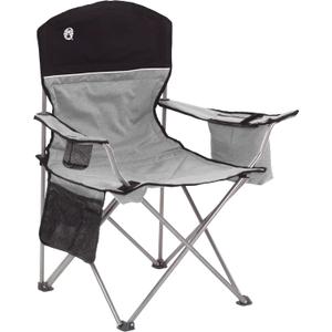 Coleman Portable Camping Chair with 4-Can Cooler, Cushioned Seat & Back with Side Pockets & Cup Holder, Carry Bag Included, Great for Camping, Tailgating, Firepits, Patio, & More (Grey)