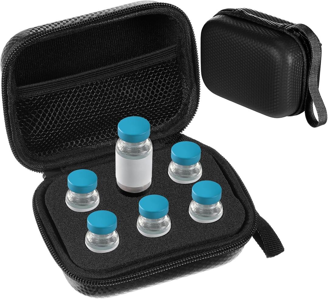 6 Slots Insulin Peptide Fridge Carrying Case Vial Holder Storage Protector Bag, Fits Standard 10ml Vials, Insulin Cooler Travel Kits Case Organizer Diabetes Protector(Black)