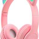 Upgraded Hybrid Active Headphones with Transparent Modes Playtime Wireless Bluetooth with Mic, Deep Bass Soft-Earpads Fast Charging-Pink