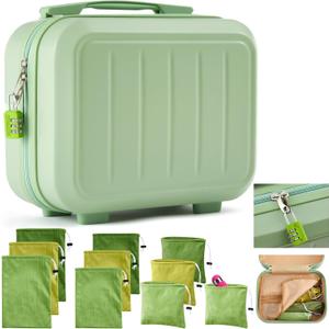 Chunful Adult Game Toy Storage Box Case with 9 Pcs 3 Sizes Discreet Toy Storage Bags Reusable Lockable Organizer Container with Lock Private for Women Men Gift Travel Home(Green)