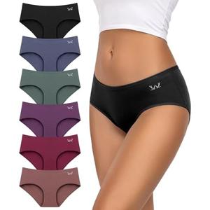 TANSTC Womens Underwear Low Rise Cotton Hipster Panties Soft Stretch Briefs Breathable Ladies Underpants 6 Pack M