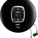 Jensen Portable CD Player Bluetooth 5.0 for Car with FM Transmitter, MP3 CD Playback, 60 Sec- Anti-Skip, Bass Boost, Rechargeable CD Player, Stereo Sport Earbuds (Matte Black)