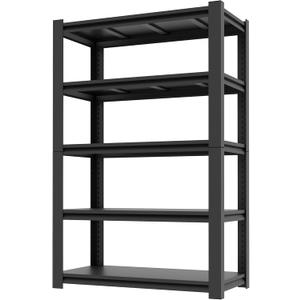 72" H Garage Shelves, Garage Shelving Heavy Duty, 2500Lbs 5 Tier Adjustable Garage Storage Shelves Suitable for Warehouse, Basement, Workshop, Kitchen, Require Assembly, 16" D*36" W*72" H(Black)