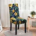 Chair Covers for Dining Chair Set of 6, Stretchy Soft Parson Chair Covers Removable Washable Kitchen Dining Room Chair Slipcovers with Elastic for Universal Fit (Sunflowers)