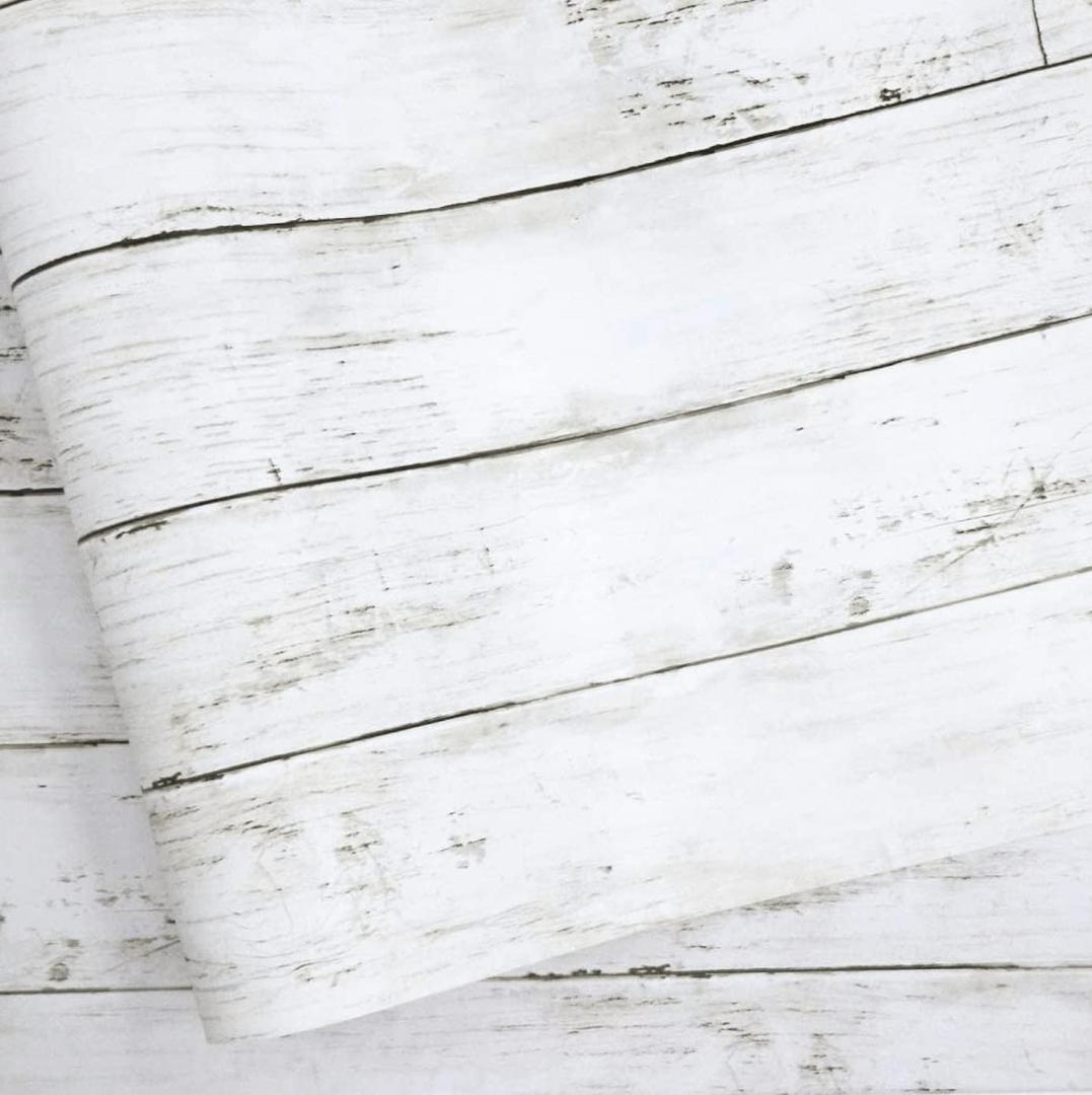 Abyssaly White Gray Wood Contact Paper 35.4 in X 118 in Self-Adhesive Removable Peel and Stick Wallpaper Decorative Wall Covering Vintage Wood Panel Interior Film for Home Decoration