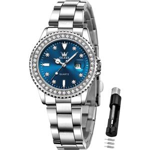 OLEVS Ladies Watch Diamond Dress Quartz Analog Female Watches Stainless Steel Two Tone Waterproof Luminous Day Date for Womens Wrist Watch Gift