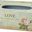 Decorative Metal Tissue Holder Country Rural Rectangular Tissue Box Cover - Bathroom, Kitchen, Office Room