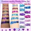 Allstarry Holographic Chunky Body Glitter 12 Colors Cosmetic Face Glitter Makeup Colorful Mermaid Sequins Hair Face Paint Sparkling Festival Outfits Rave Accessories for Women Makeup