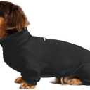 Dachshund Dog Turtleneck Sweater, Adjustable Polo Collar with Zipper, Four-Legged Warm Double Fleece, Stretchy Clothes for Mini Dachshunds (Black, X-Large)