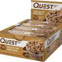 2 x Quest Nutrition Chocolate Chip Dough Cookie Protein Bars, 21g Protein, 1g Sugar, 4g Net Carb, High Fiber, Gluten Free, Keto Friendy, 12 Count (EXP 11/08/25)