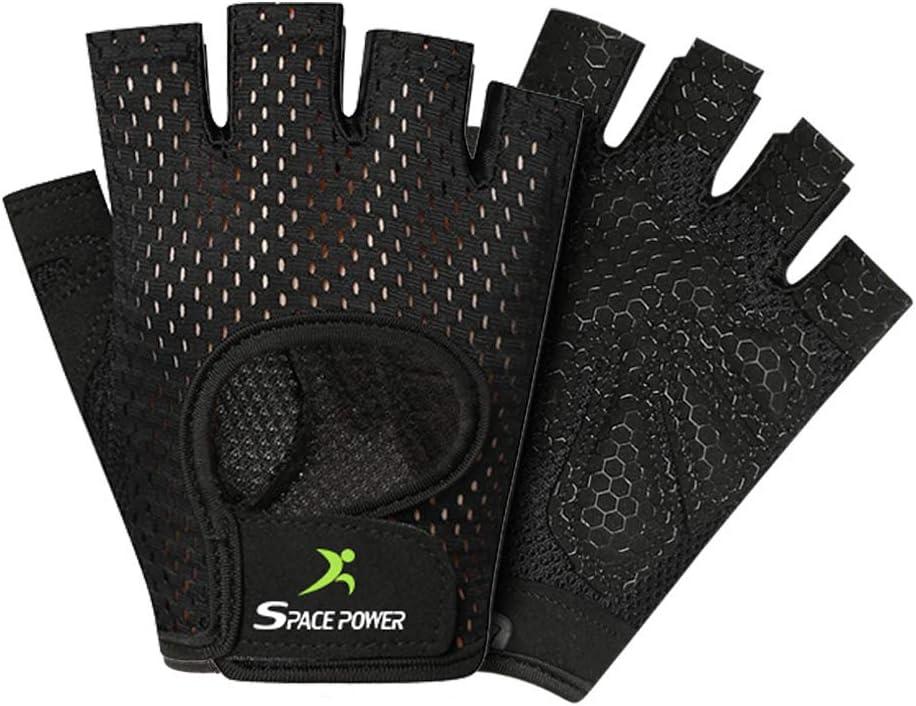 spacepower Workout Gloves - Lightweight Breathable Gym Gloves for Women & Men's Exercise (Medium, Black)