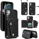 Luxury Wallet Case for Samsung Galaxy S26 Ultra 5G with 5 Card Slots Thin Slim Flip Purse & Shoulder Strap Credit Card Holder Stand Phone Cover for S26Ultra 26S S 26 26Ultra 6.9 2026 Black
