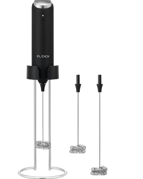 Flendy Rechargeable Milk Frother Handheld, Coffee Frother Handheld with USBC Charging Stand, Electric Drink Mixer Handheld, Mini Electric Whisk Frother for Coffee, Matcha, etc
