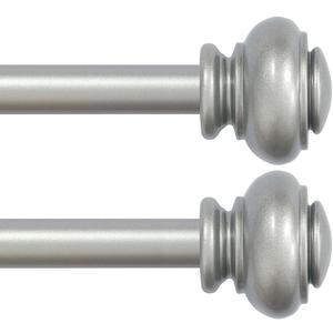 Turquoize 2 Pack Adjustable Window Curtain Rods, 16.2 to 43.8 Inch, Nickel Finish with Classic Finials