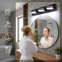 3-Light Bathroom Vanity Light Over Mirror, (24inch Dimmable) Matte Black LED Vanity Lighting Fixtures, Modern Bathroom Wall Light Fixtures with 360Rotating Lamp Head (Cool White 5500K)