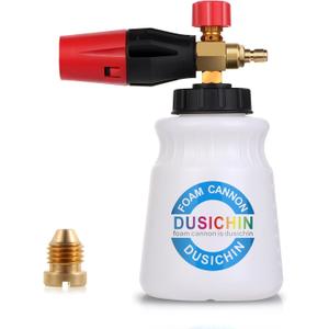 DUSICHIN Foam Cannon, Snow Foam Car Washer with 4000 PSI Pressure, Wide Neck, Adjustable Nozzle, 1L Container, Additional 1.04mm Orifice Nozzle, Soap Cannon for Sprayer Gun,DUS2401