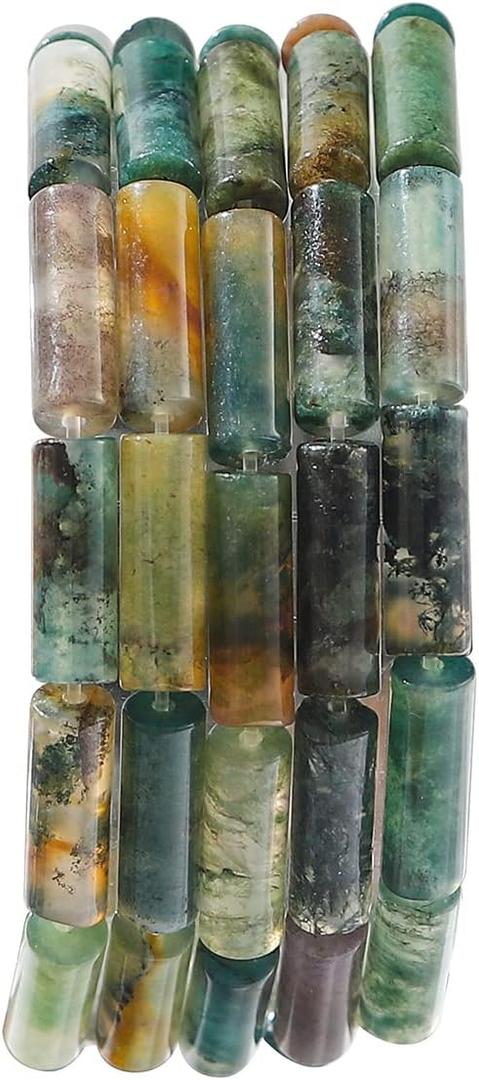 BEADIA Natural Indian Agate Tube Beads 13x4mm 30pcs Cylinder Loose Semi Gemstone Beads for Jewelry Making Design