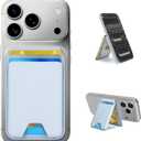 for MagSafe WalletLeather Magnetic Wallet for Phone with Adjustable Stand5 Magnetic Credit Card Holder RFID Blocking for iPhone 17 16 15 14 13 12 Pro Max Air Series Cases(Slim-Light blue)