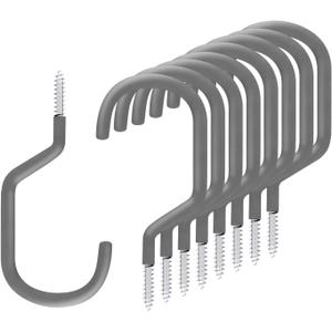 SMARTOLOGY 8 Pack Bike Hanger Storage Hook Rack, Heavy Duty Large Screw in Hooks for Garage Wall and Ceiling Bicycle Storage, Utility Tool Hanger (Gray)