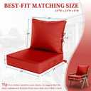 Outdoor Seat Cushion Set 24 L 24 W 5 H Inch Waterproof & Fade Resistant Patio Furniture Cushions with Removable Cover with Handle and Straps for Sofa Chairs, Chairs, Red