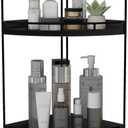 Dorhors 2-Tier Bathroom Counter Organizer,Vanity Counter Corner Shelf, Skincare, Wood Countertop Bathroom Storage and Organization for Kitchen (Black)