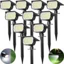 Solar Spot Lights Outdoor 10 Pack, [46 LED/3 Modes] Solar Landscape Spotlights Waterproof, 2-in-1 Auto On/Off Solar Powered Lights for Outside Yard Garden Wall Pathway, (Cool White)