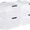 Rubbermaid Cleverstore 74 Qt Clear Storage Bins with Latching Lids, 4-Pack, Stackable, BPA-Free, Made in USA