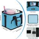 Reusable Drink Carrier with Handle Insulated, Collapsible 4-Cup Beverage Bag with No-Spill Base, Adjustable Dividers & Shoulder Strap, Portable Caddy for Delivery, Car and Travel,Blue