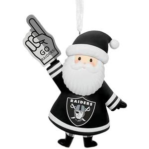 Hallmark NFL Las Vegas Raiders Santa Fan Christmas Ornament, Gifts for Sports Fans