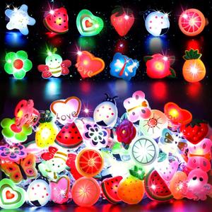 LovesTown 50PCS LED Light up Rings, Light up Toys for Kids Glow in the Dark Party Supplies Flashing for Easter Party Favors Classroom Prizes Goodie Bag Stuffers Easter Egg Fillers