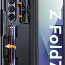 Vizvera for Samsung Galaxy Z Fold 7 Case RFID Wallet with Cards Holder [Hinge Cover] [Camera Cover] Shockproof Silicone Protective Phone Case for Z Fold 7 2025-Black