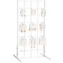 10 Pack Metal Grid Wall Hooks Grid Panel Hooks Set Including 1 Pcs 24" H x 12" W Counter Top Gridwall Display Unit with T Base Floorstanding and 9 Pcs 4'' D Grid Panel Hooks for Retail Display, white
