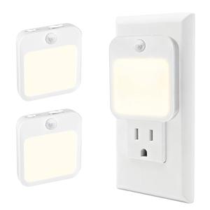 Plug-in Night Light with Motion Sensor, Dusk-to-Dawn Light Sensor, Stepless Dimming LED Night Lights for Bedroom, Hallway, Bathroom, Kids Room, Energy Efficient, 2-Pack