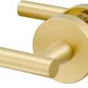 1 Pack Brushed Gold Passage Door Handle, Streamlined Closet Door Lever Handle, Heavy Duty Hall Door Handle Brass, Brushed Gold Hallway Passage Doors Handle